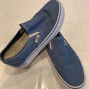 Women’s 5.5 light denim blue Vans slip-ons